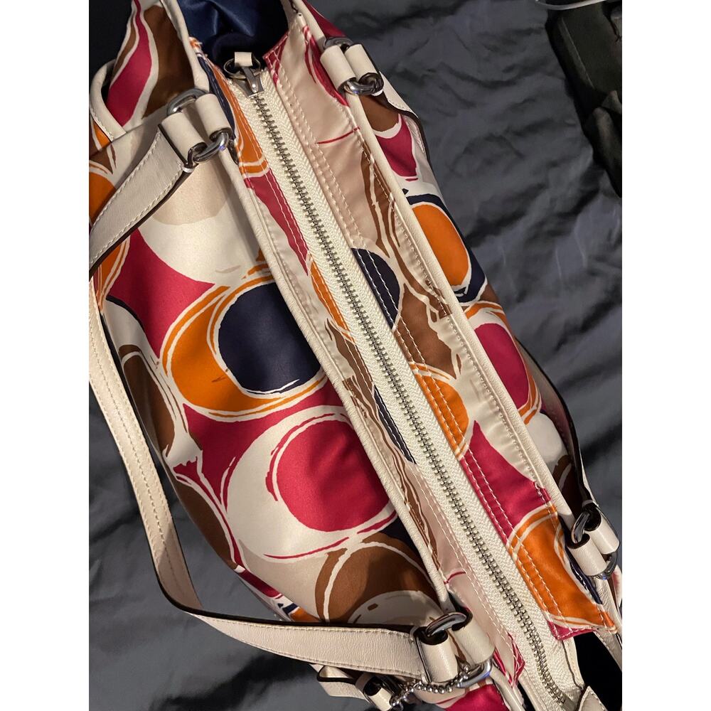 Coach Park Carrie F23277 Hand Drawn Scarf Print Multicolor Tote Bag - Picture 7 of 9